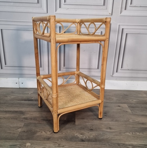 Vintage rattan bedside - bedside, table