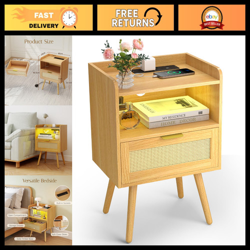 Bedside table with charging - table,