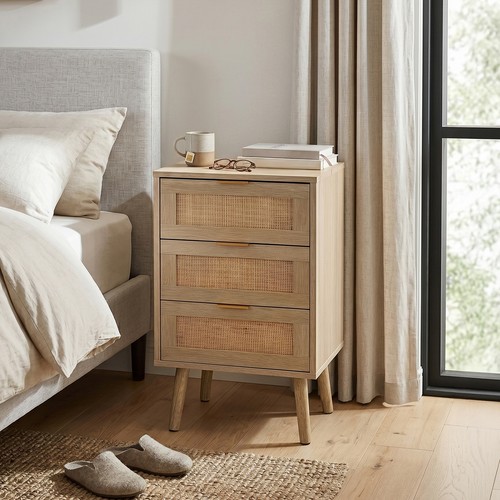 Rattan bedside table drawers - rattan, 3