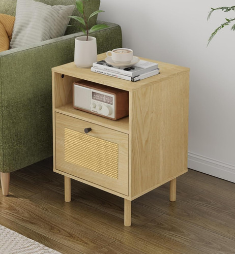 Rattan bedside table boho side - boho,