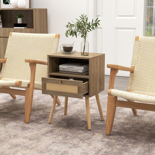 Rattan bedside table wooden - table,
