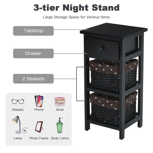 Pcs nightstand tier - pcs, 3-tier