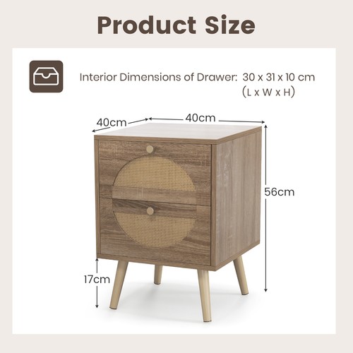 Rattan bedside table - bedside, bohemian