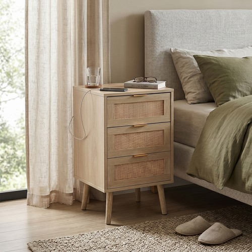 Drawers rattan bedside table - drawers,