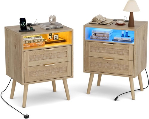 Rattan bedside tables set - tables, of