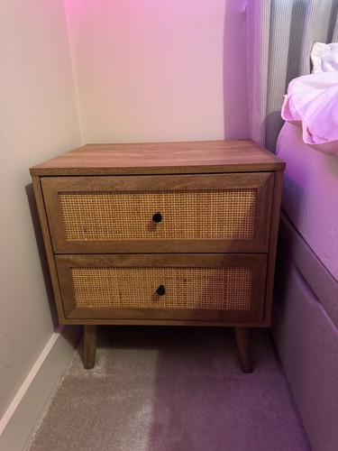 Rattan drawer bedside table - rattan, 2-drawer