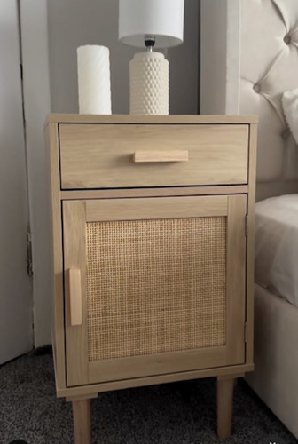 Rustic bedside table rattan - rustic,
