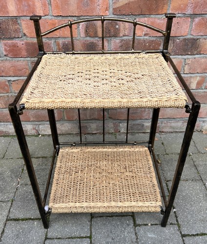 Folding iron rattan table - folding,