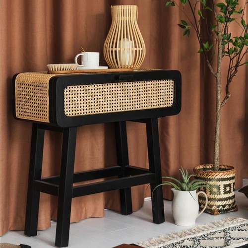 Saul rattan bedside table - bedside,