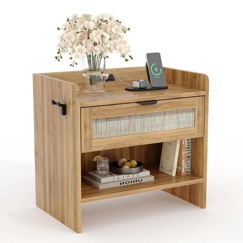 Rattan bedside table - rattan,