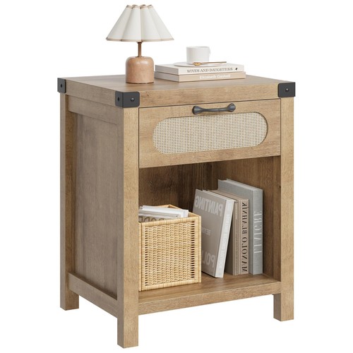 Natural rattan bedside table - natural,