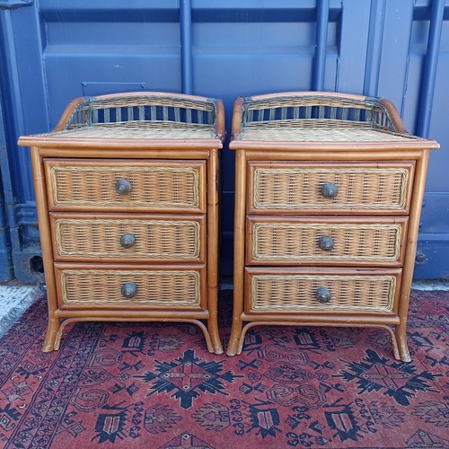 Pair vintage wicker rattan - of,