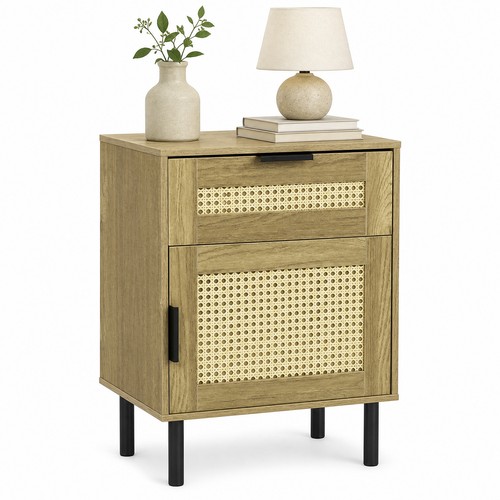 Rattan decorated boho bedside - rattan-decorated,