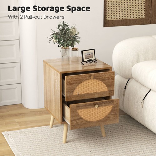 Costway 2pcs rattan nightstand - costway,