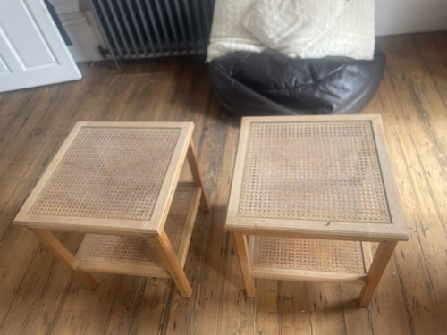 Vintage rattan bedside tables - vintage,