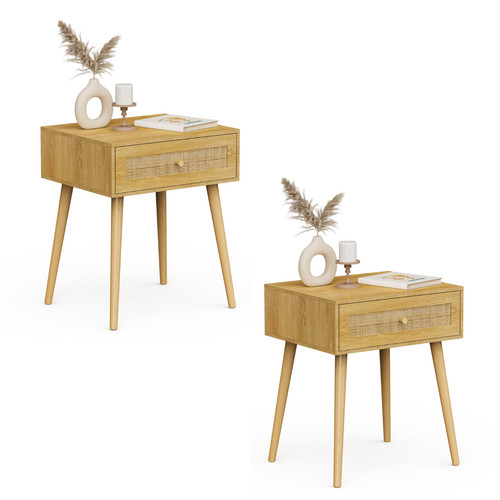 Bedside tables set rattan - of, 2