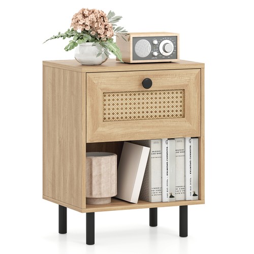 Rattan nightstand natural - rattan, boho
