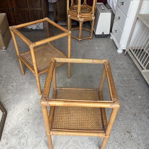 Bamboo rattan wicker glass top - glass,