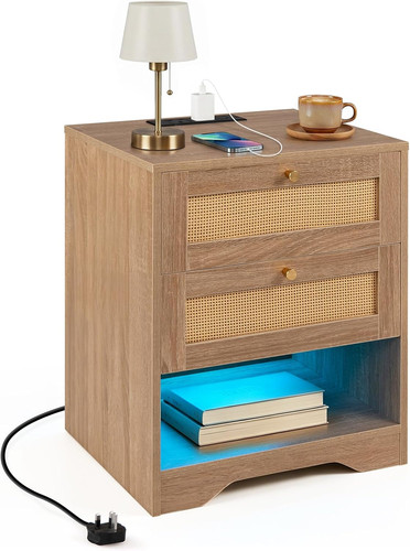 Rattan bedside table with - table,
