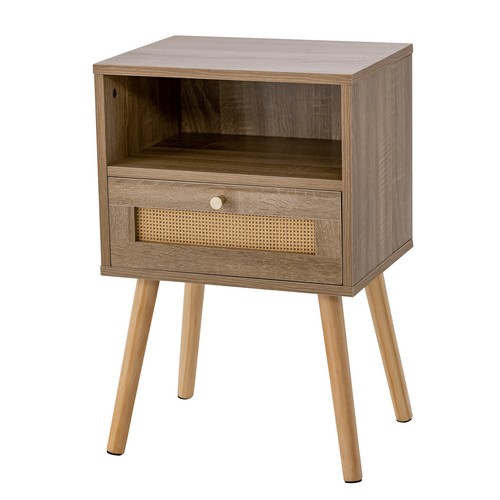 Rattan bedside table wooden - table,