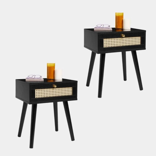 Vonhaus black cane bedside - vonhaus,