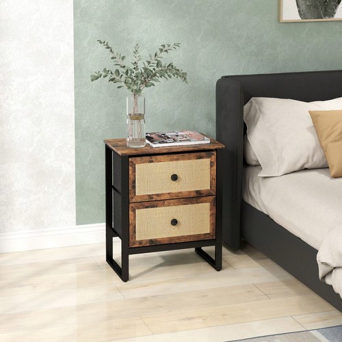 Rattan bedside table drawers - bedside, 2