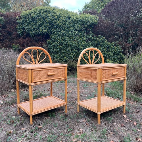 Pair vintage rattan - vintage, bedside
