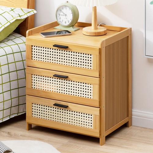 Rattan design bedside table - rattan,