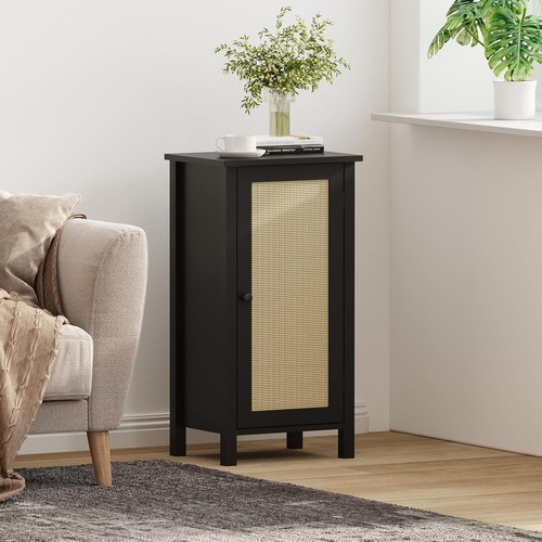 Tier rattan wood end table - wood,
